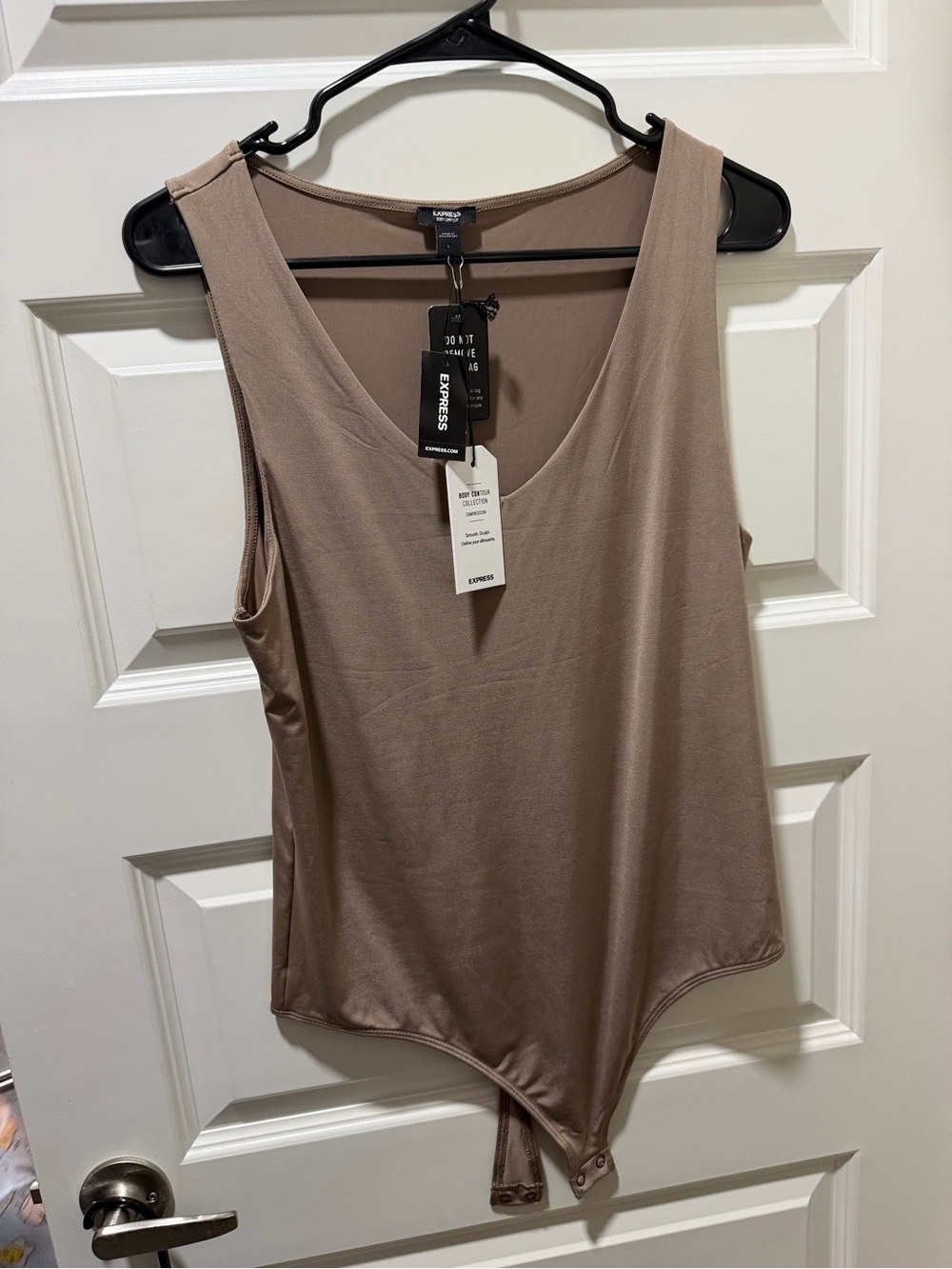 Express Sleeveless V-Neck Bodysuit in Taupe